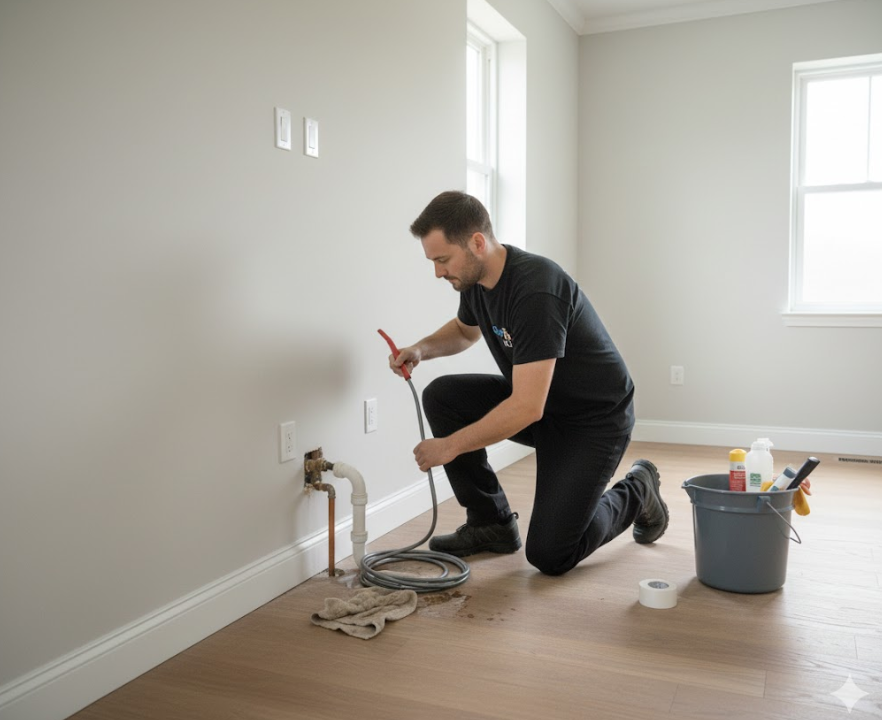 Professional performing a basic plumbing repair